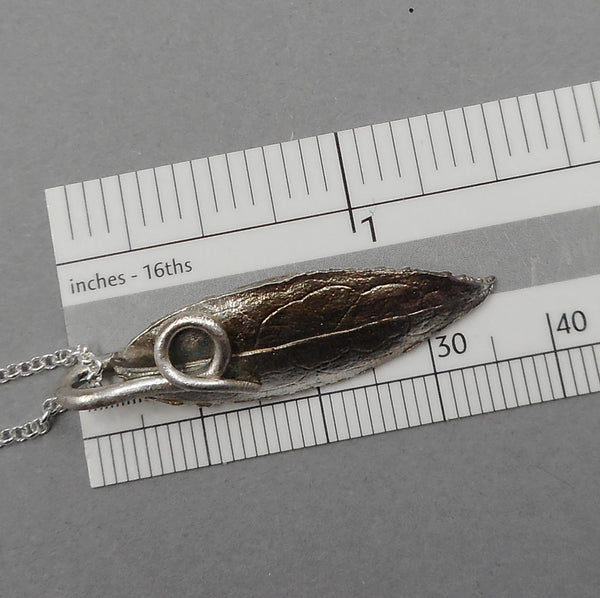 Honeysuckle Leaf Pendant in Fine Silver