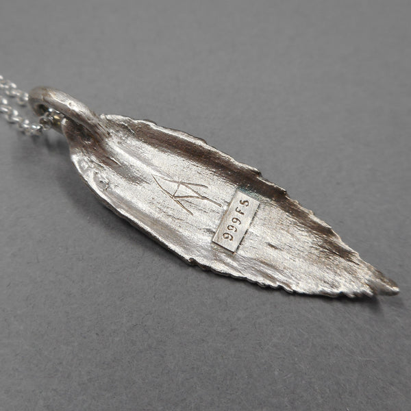 Honeysuckle Leaf Pendant in Fine Silver