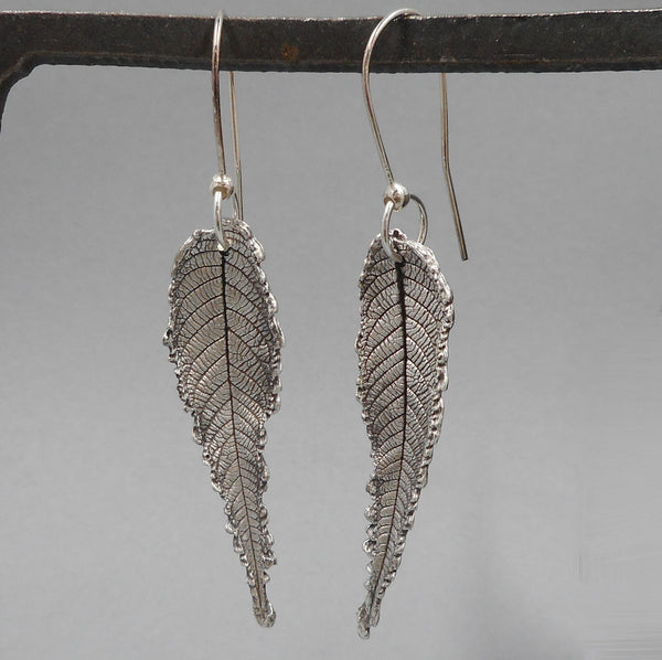 Walnut Leaf Earrings in Fine Silver