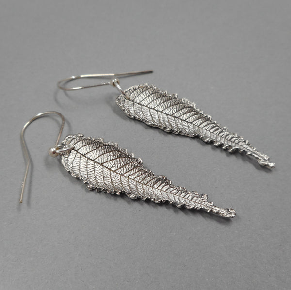 Walnut Leaf Earrings in Fine Silver