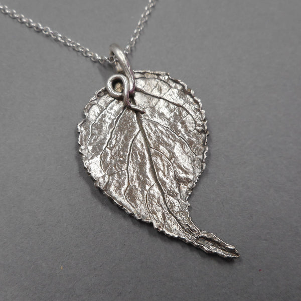 Unique Vining Leaf Pendant in Fine Silver
