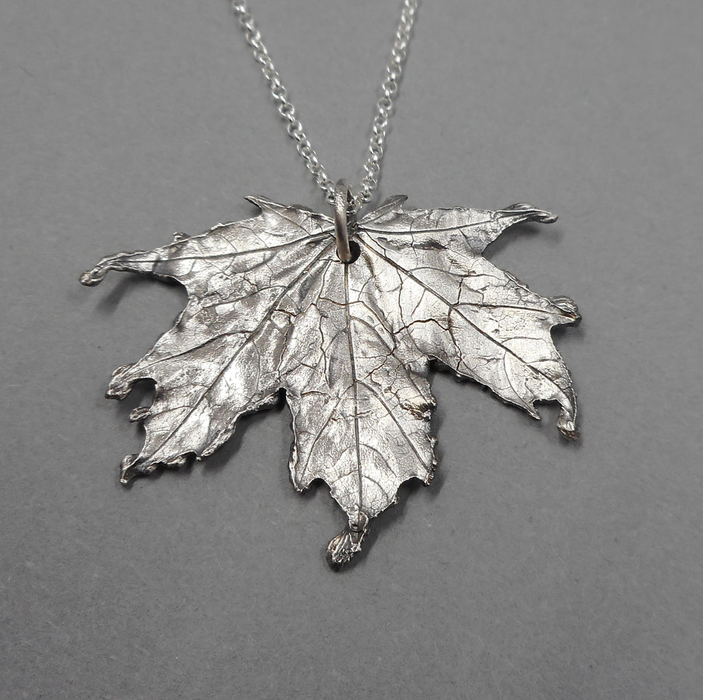 Maple Leaf Pendant in Fine Silver