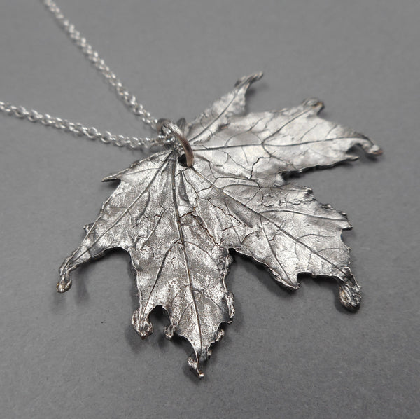 Maple Leaf Pendant in Fine Silver