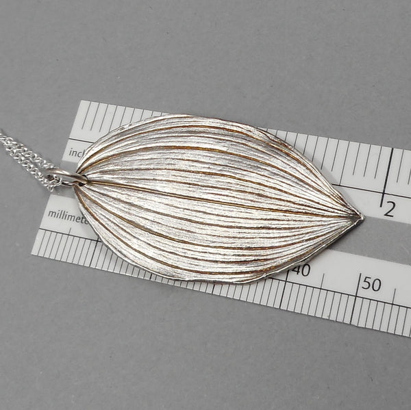 Solomon's Seal Leaf Pendant in Fine Silver