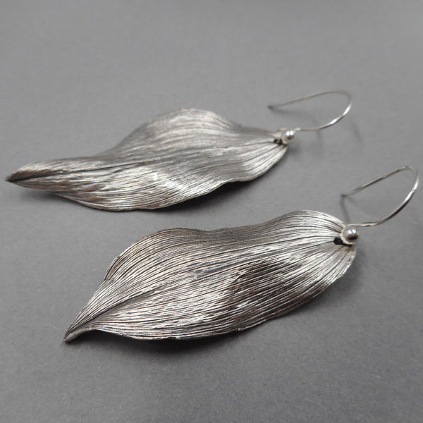 Solomon's Seal Leaf Earrings in Fine Silver