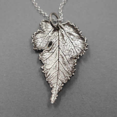 Fine Silver Mulberry Leaf Pendant from PartsbyNC