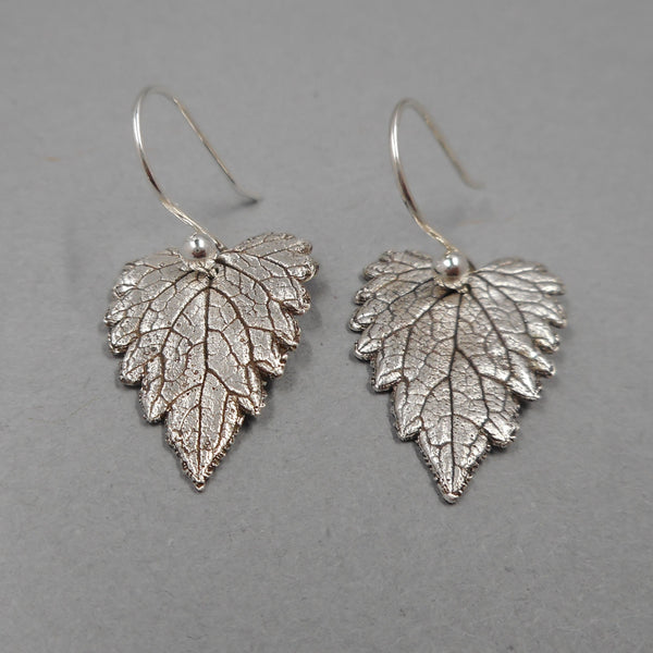 Catnip Leaf Earrings in Fine Silver