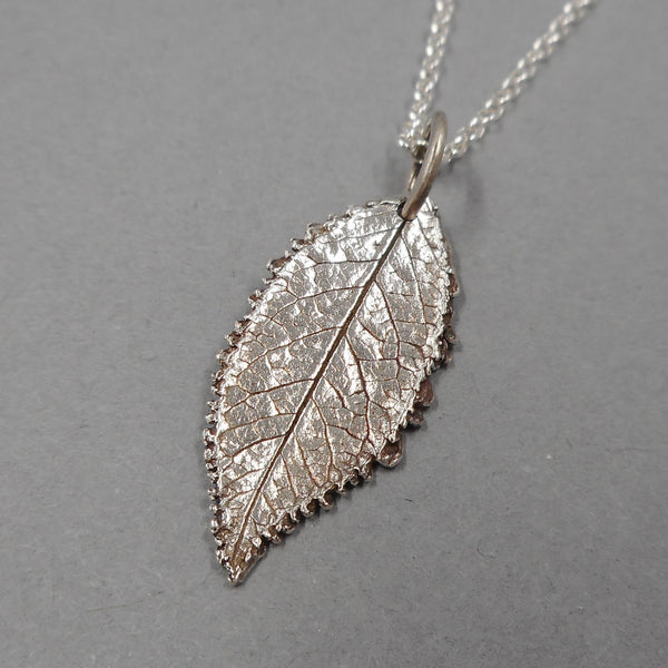 Rose Leaf Pendant & Earrings Set in Fine Silver