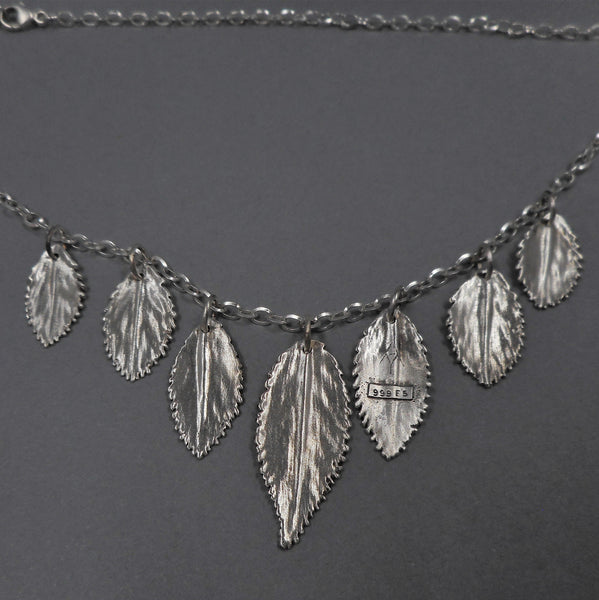 Rose Leaf Necklace in Sterling & Fine Silver
