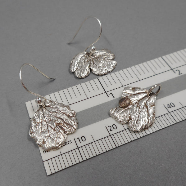 Columbine Pendant with Ladybug & Earrings Set in Fine Silver 66