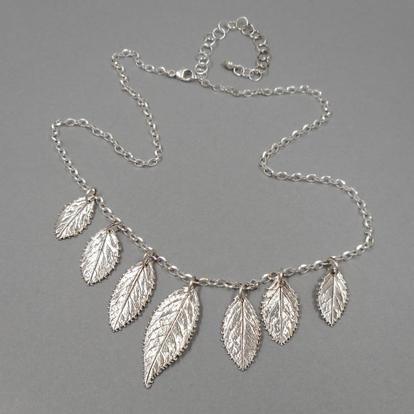 Rose Leaf Necklace in Sterling & Fine Silver