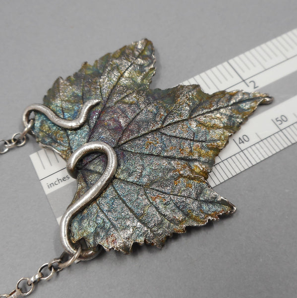 Grape Leaf Necklace in Sterling & Fine Silver