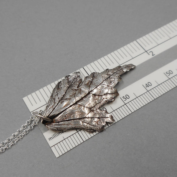Rose of Sharon Leaf Pendant in Fine Silver