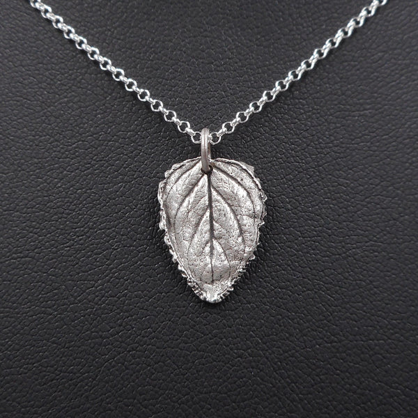 Oregano Leaf Pendant in Fine Silver