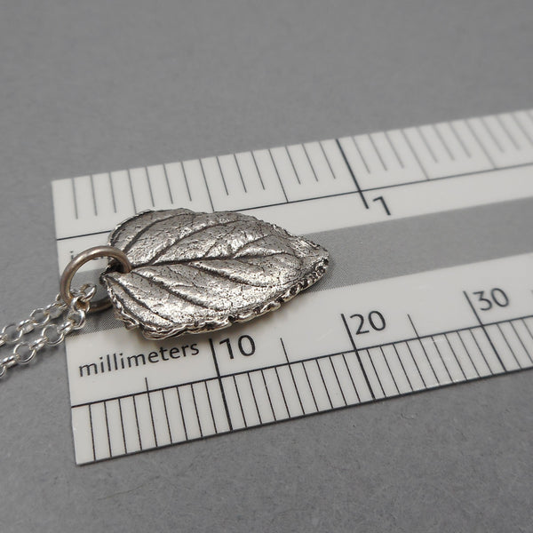 Oregano Leaf Pendant in Fine Silver