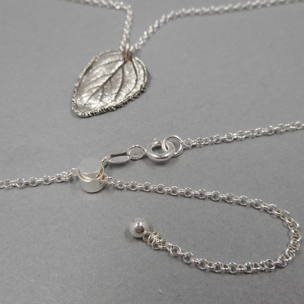 Oregano Leaf Pendant in Fine Silver