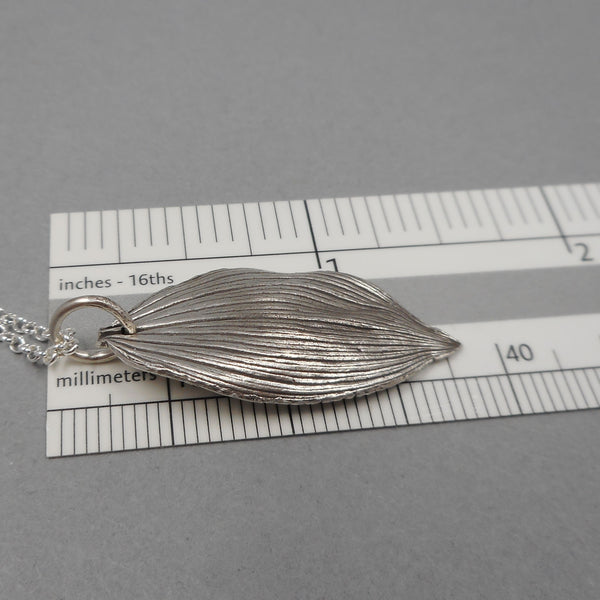 Solomon's Seal Leaf Pendant in Fine Silver