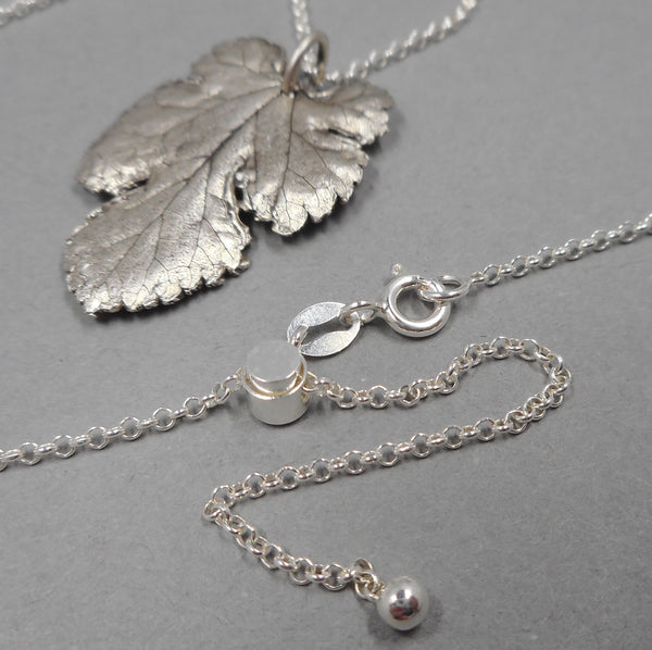 Mulberry Leaf Pendant in Fine Silver