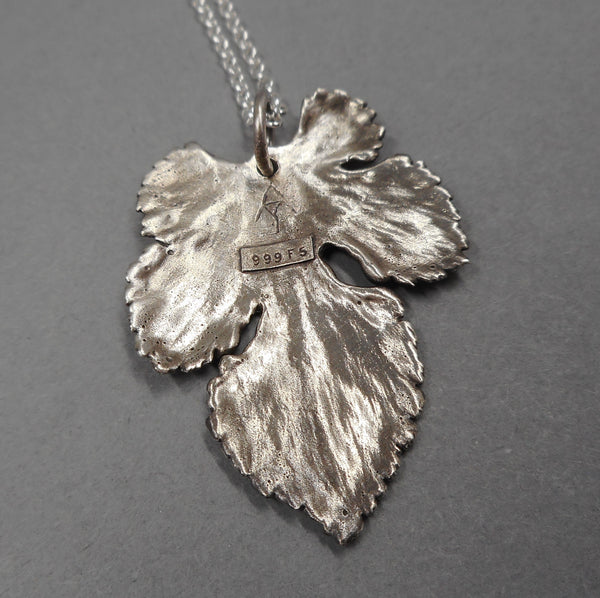 Mulberry Leaf Pendant in Fine Silver
