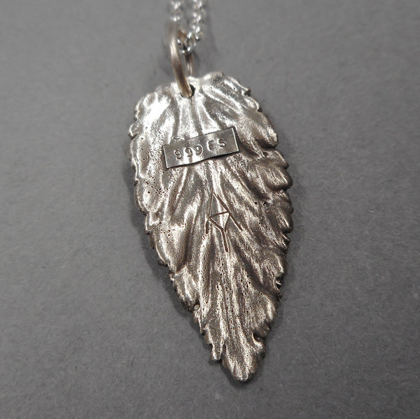 Mint Leaf Pendant in Fine Silver