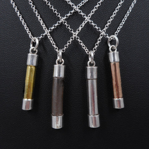 Fuse Pendant Finish Options for The Fuse Collection from PartsbyNC - 22k Yellow Gold, Black Patina, Solid Fine Silver, & 18k Rose Gold