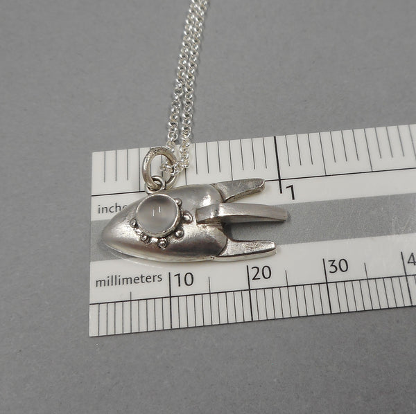 Size of Rocket Ship Necklace from Forged Mettle Jewelry