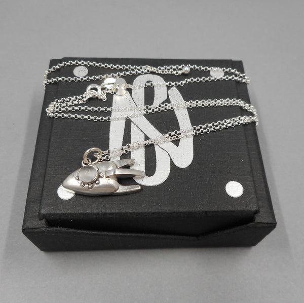 Gift Box included with Rocketship Necklace from Forged Mettle Jewelry