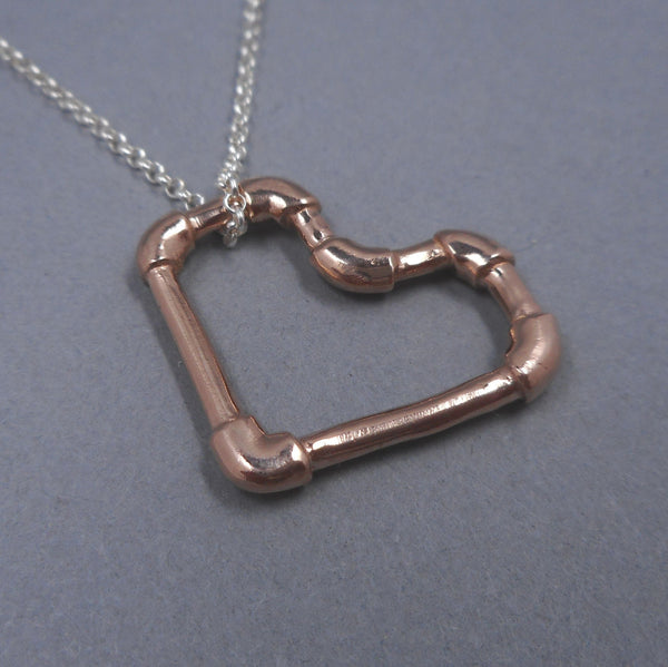 14k Rose Gold Heart on Sterling Silver Chain from Forged Mettle Jewelry
