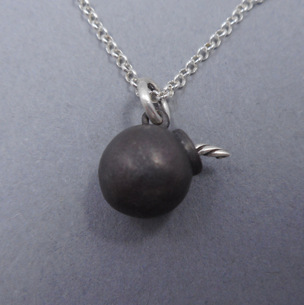 Cartoon Bomb Charm in Sterling Silver from Forged Mettle Jewelry