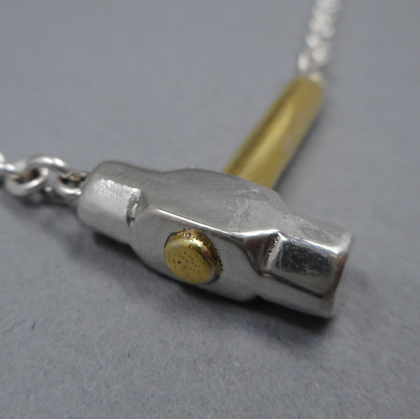 22k Gold Handle in Hammer Necklace from Forged Mettle Jewelry