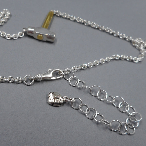 Rubble Charm & Lobster claw clasp on Hammer Necklace from Forged Mettle Jewelry
