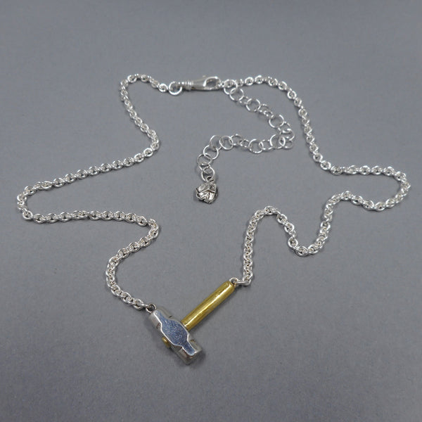 Hammer Necklace in Sterling Silver & 22k Gold from Forged Mettle Jewelry