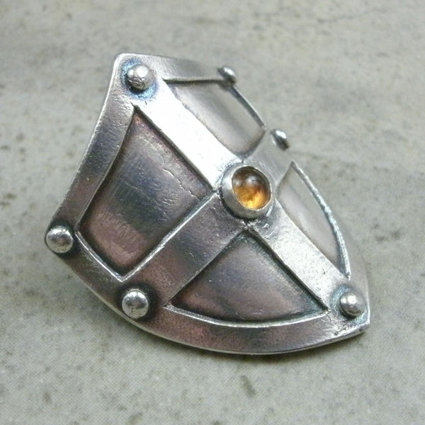 Shield with Rivets Ponytail Holder in Fine Silver - PartsbyNC Industrial Jewelry