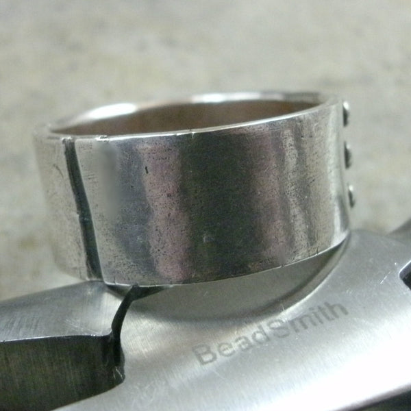 Riveted Metal Plate Ring in Fine Silver - PartsbyNC Industrial Jewelry