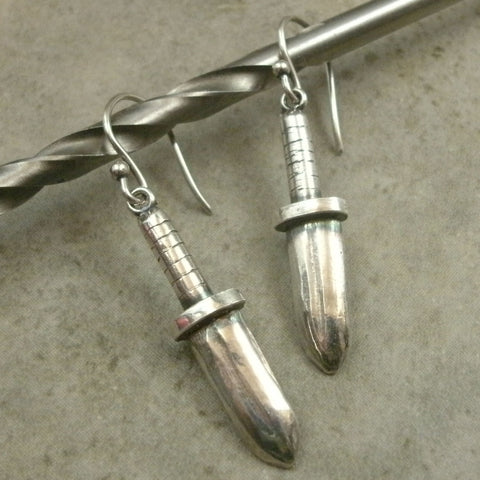 Dagger Earrings in Fine Silver from PartsbyNC