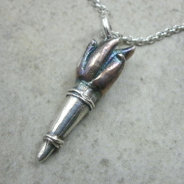 Torch Pendant in Fine Silver - PartsbyNC Industrial Jewelry