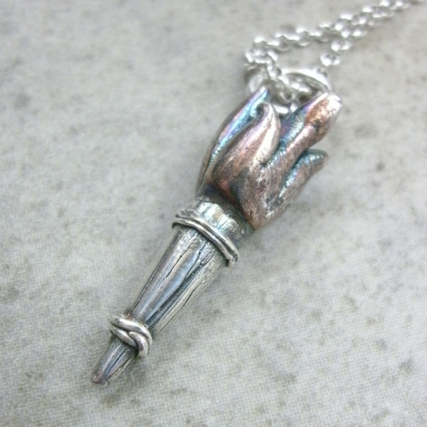 Torch Pendant in Fine Silver - PartsbyNC Industrial Jewelry