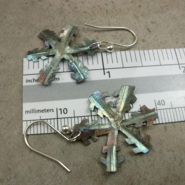 Paper Snowflake Earrings in Fine Silver - PartsbyNC Industrial Jewelry