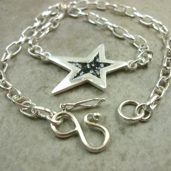 Enamel Star Anklet in Sterling & Fine Silver - PartsbyNC Industrial Jewelry