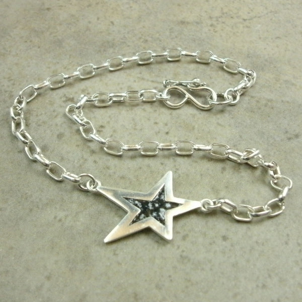 Enamel Star Anklet in Sterling & Fine Silver - PartsbyNC Industrial Jewelry