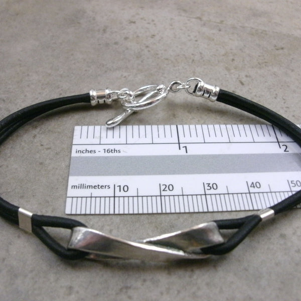 Infinity Symbol Möbius Strip Bracelet in Leather & Sterling Silver - PartsbyNC Industrial Jewelry