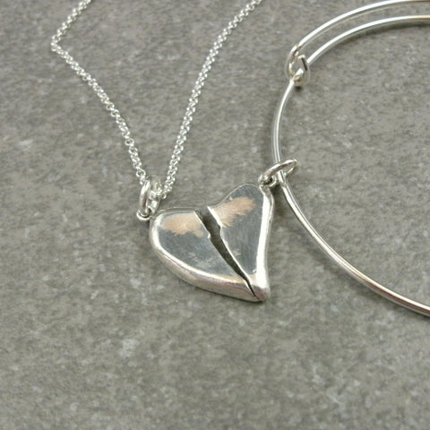 Broken Heart Pendant Charms in Fine Silver - PartsbyNC Industrial Jewelry